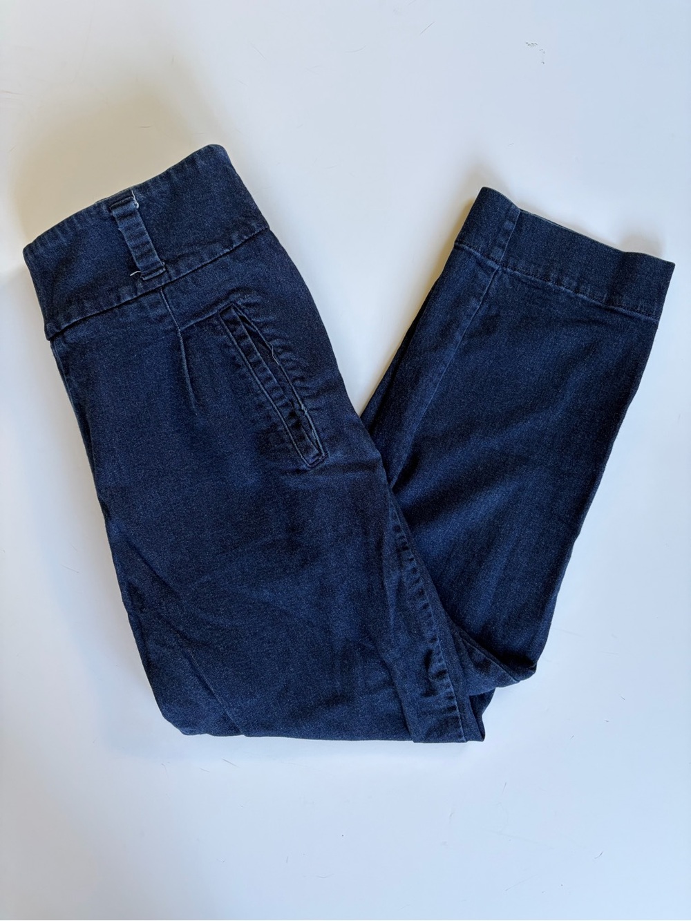 Cartonnier by Anthropologie Navy Straight Leg Cropped Stretch Jeans Size 10